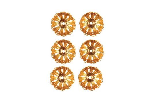 Filigree Beads Caps Gold x 6