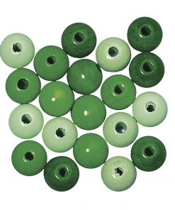 10mm polished wooden beads in green tones