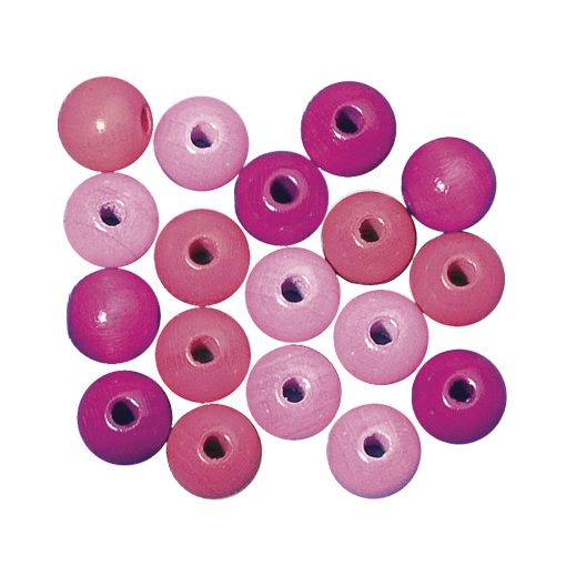 10mm polished wooden beads in pink tones