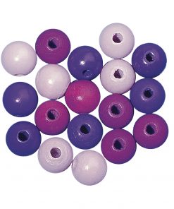 10mm polished wooden beads in purple tones