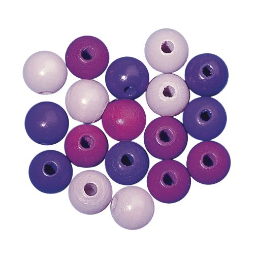 10mm polished wooden beads in purple tones