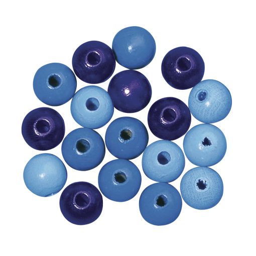 10mm polished wooden beads in blue tones