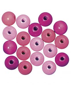 14mm Polished Wooden Beads in Pink Tones