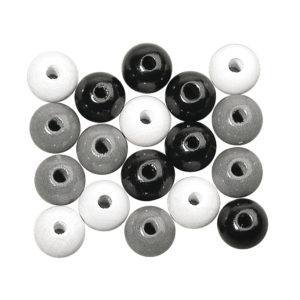 8mm polished wooden beads in black & white tones