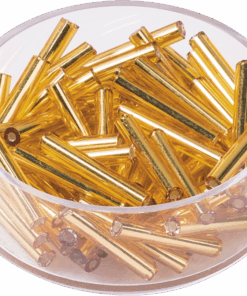 15mm Glass Bugle Beads - Gold x 16g