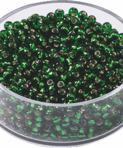 2.5mm Glass Seed Beads Silver Lined - Dark Green x 17g