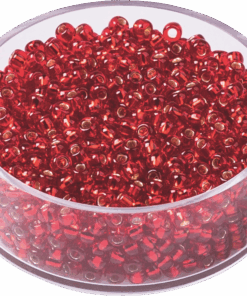 2.5mm Glass Seed Beads Silver Lined - Red x 17g