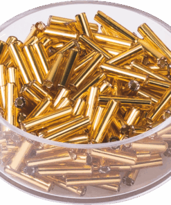 9mm Glass Bugle Beads - Gold x 16g